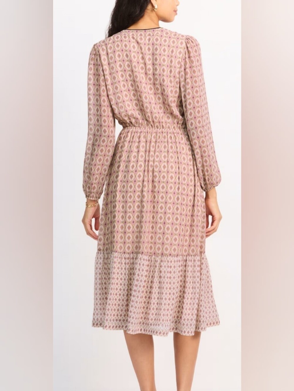 Pink Patterned Button-Front Maxi Dress - Picture 3 of 5